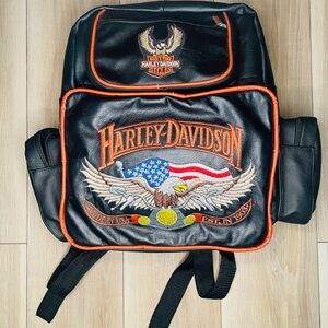 Vintage Harley-Davidson Black all leather Backpack beautiful embroidered
